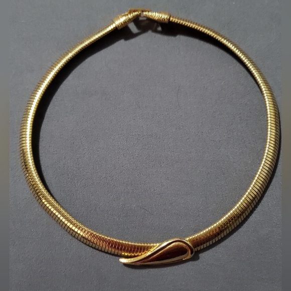 Gold Tone, Designer Stamped, Statement Necklace - Picture 1 of 4